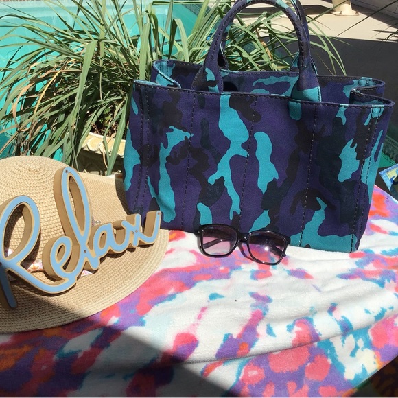 PRADA Prada Canapa Tote Camouflage Women’s Canvas Bag - Picture 2 of 12